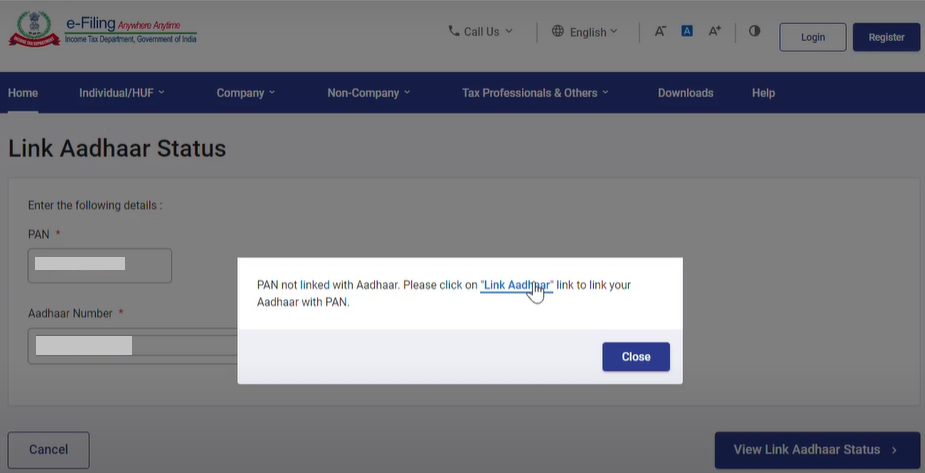 How to Check Aadhar Card link with Pan