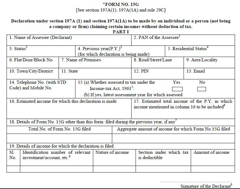 Income Tax 15g Form